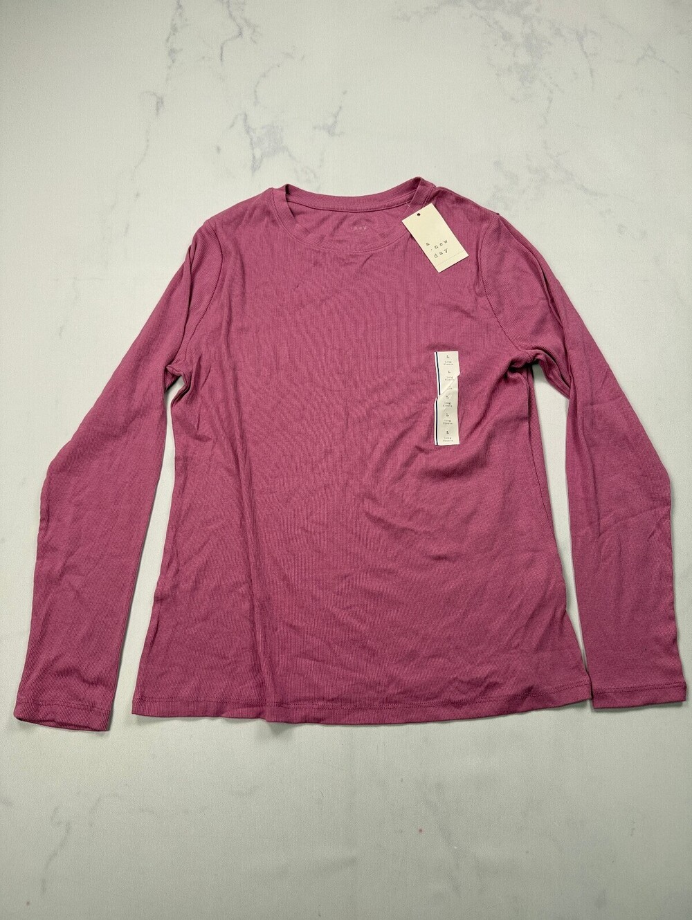 A New Day Mauve Blouse Pink 2010s Minimalist Adjustable - Womens L